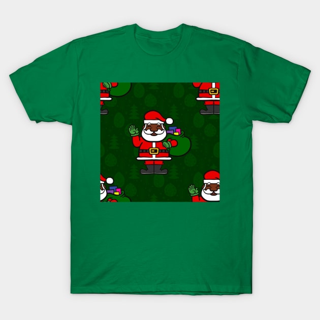 african santa claus christmas tree gifts T-Shirt by gossiprag